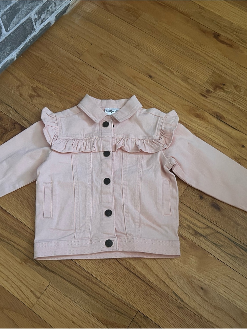 Kids Ruffle-Trim Pink Denim Jacket